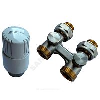 Комплект для ниж/п радиатора термостатический жид/нап для двухтр прямой гайка М30х1,5 6-28oC E.C.A.