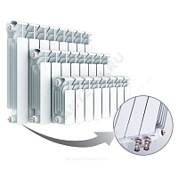 Радиатор секционный биметаллический Base Ventil 200 с т/клапаном М30х1,5 ниж/п прав RAL 9016 (белый) RIFAR